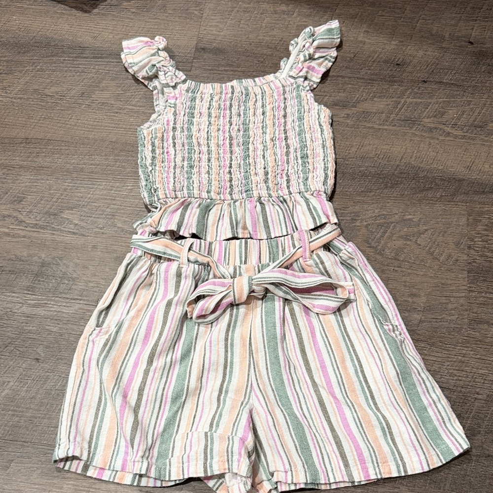 art class Multicolor Striped Jumpsuit with Ruffle Straps